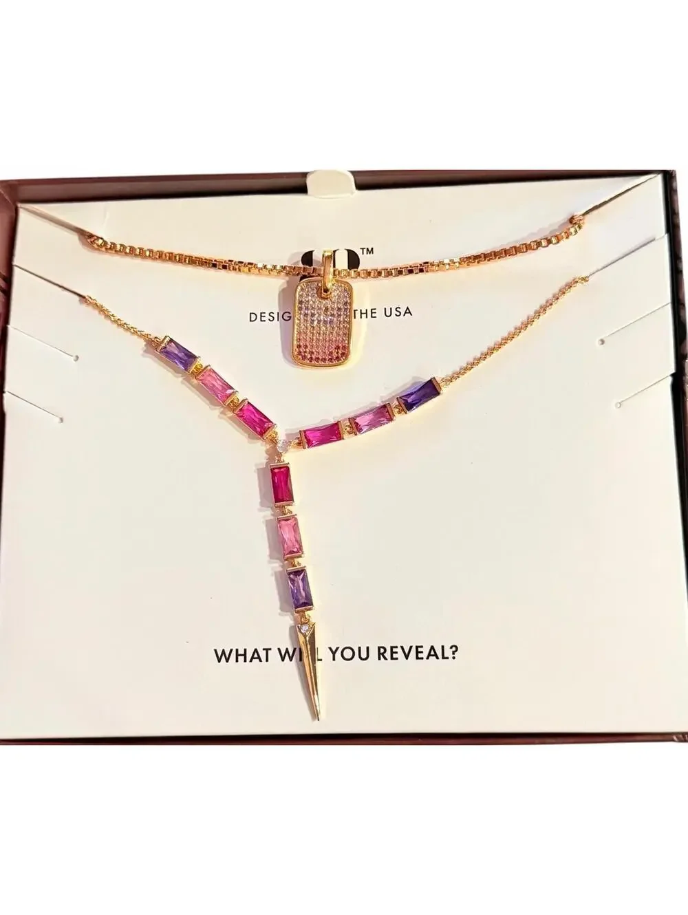 Bomb Party Brown Box Luxe Layers “She’s Giving Edgy Princess” Pink Dog Tag RETRO